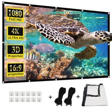 Projector Screen,HUANYINGBJB 4K 16:9 HD Rear Front Projector Screen Foldable Pro