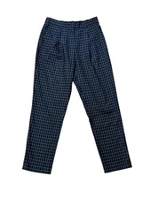 FRNCH Paris Pandora Plaid Trouser Pants Pleated High Rise Preppy Casual Size S