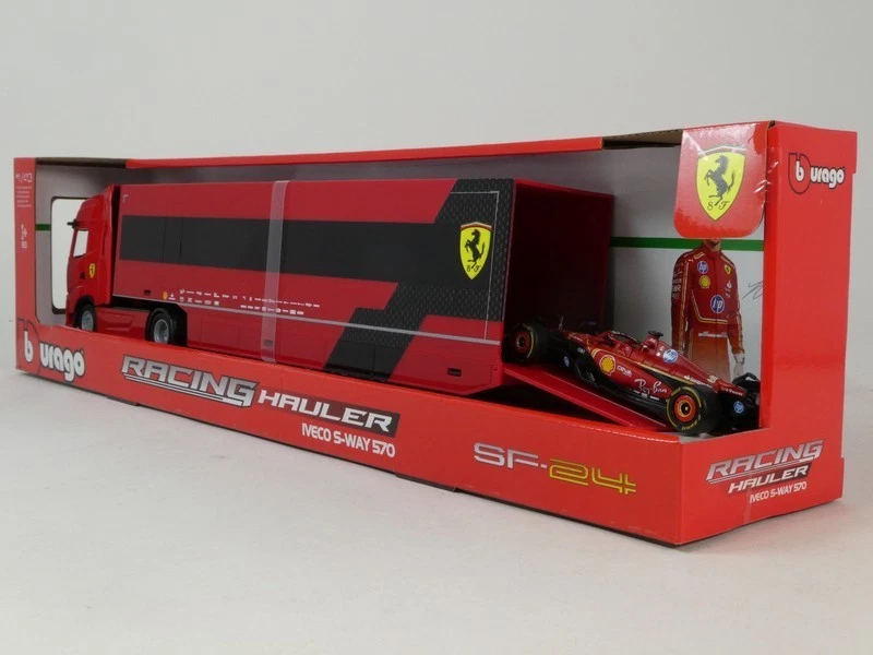 Burago Hauler Iveco S-WAY 570 + F1 Ferrari SF-24 #16 Leclerc 2024 1/43 18-36867 - Immagine 4 di 4