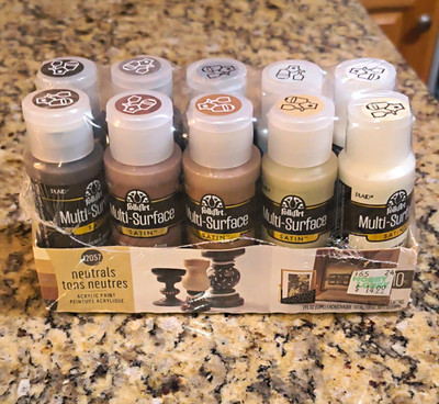FolkArt Multi-Surface Satin Acrylic Paint Set Neutrals 10pc 2 fl oz 12057