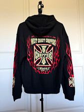 West Coast Choppers Men s Black Pullover Hoodie S Red Flames Graphic Motorcycle