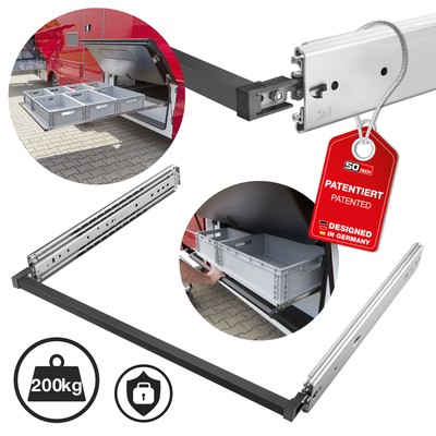Camper Auszug Einhandverriegelung Vollauszüge 500-1500 mm 200 KG DIY VarioSlide