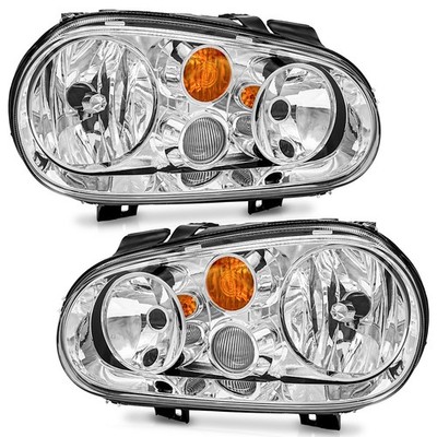 WEELMOTO Pair Headlights For 1999-2006 Volkswagen Golf Mk4 99-02 Cabrio Chrome