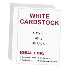 Cardstock 8.5 x 11, 50Pcs 65lb/180gsm Thick Cardstock Printer Paper 50pcs White