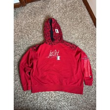 Nike Just Do It Hoodie Mens XL Red Graphic Fleece Pullover Sweatshirt