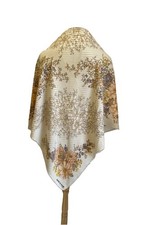 Y7 Daniel La For t Paris Silk Scarf Floral Botanical Print Cream Beige France