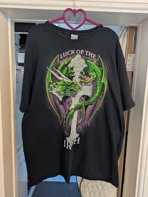 Fruit of the Loom T-Shirt Herren 2XL Grafik Tee Baumwolle in schwarz Luck Of The Irish
