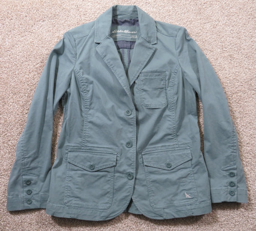 Eddie Bauer Legend Wash Womens Medium P10 Stretch Green Button Blazer Jacket