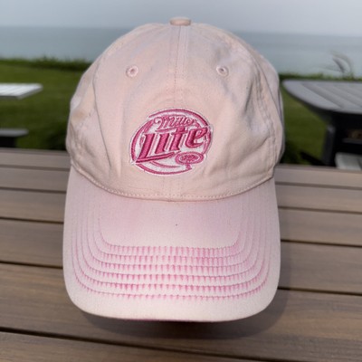 Miller LITE in Pink White on Pink Hat Cap Licensed Miller Product Strap w Buckle