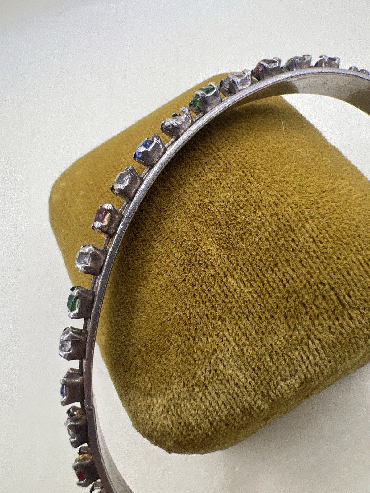 Antique Edwardian Solid Silver Paste Stone Bangle… - image 13