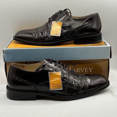NEW Steve Harvey Men s  Leather/ Crocodile Dress Shoes Black SZ 9