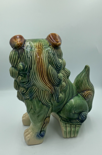 SCULTURA FOO DOG PROTEZIONE CINESE CERAMICA VINTAGE ANNI 50 *PROSPERITÀ**CORAGGIO* - Foto 3 di 4