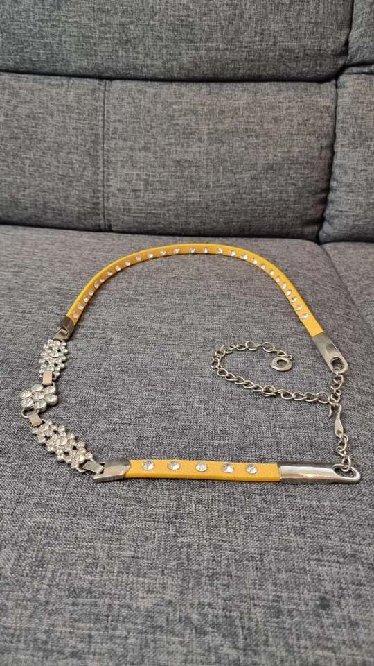 Damen Gürtel Gelb Marke Kezo Neu 114cm mit Strasssteine Art 24/873 - Bild 2 von 4