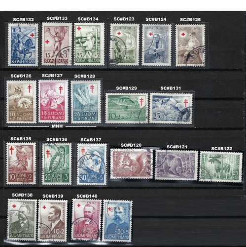 Finland Semi-postal Stamps: 1953-1956 Higher Value Items; CV $23+