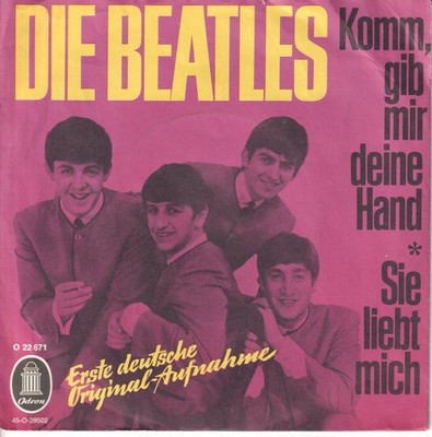 Beatles Komm, Gib Mir Deine Hand 7'' vinyl Germany Odeon 1964 pic sleeve has