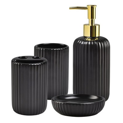 Black Bathroom Accessories Set, 4PC Ceramic Bathroom Sets Complete-Toothbrush...