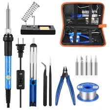 Fast Heating Adjustable Soldering Iron Kit - Complete 13 Piece Set for Projects