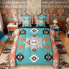 Western Twin Comforter Set with Sheets  Boho Decor Geometric 7-Piece Bedding...