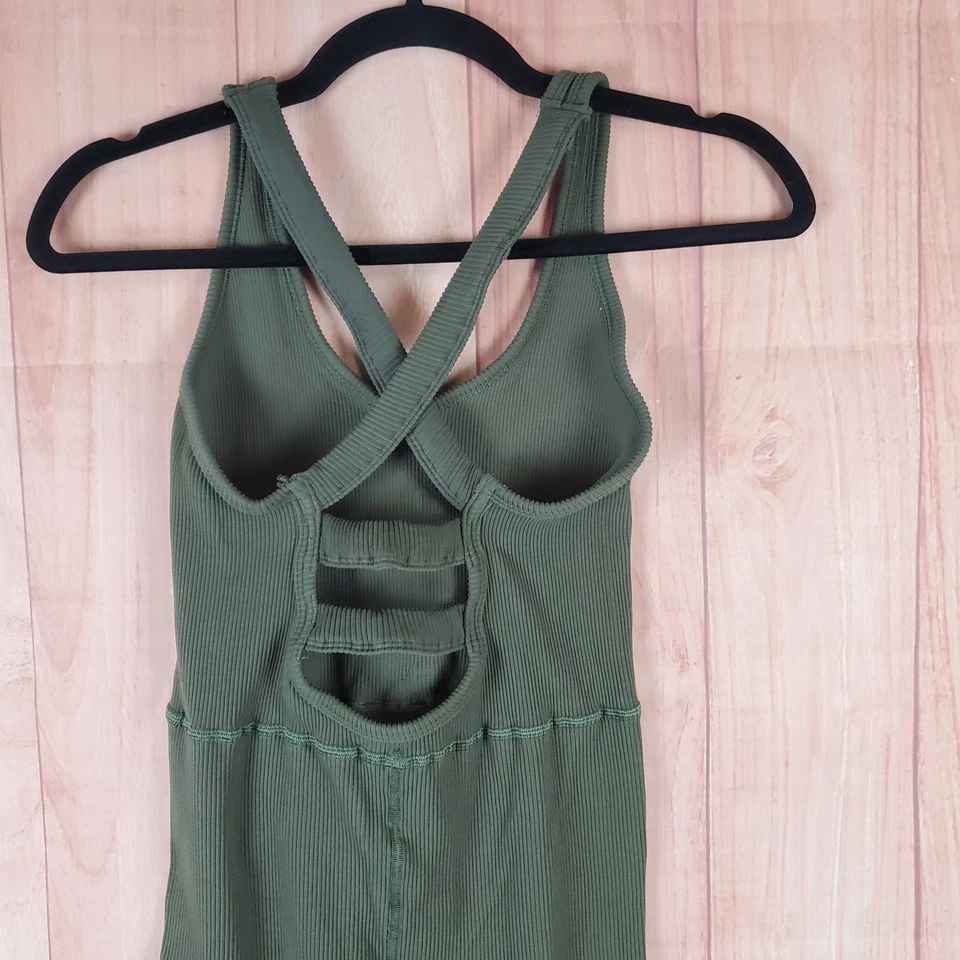 Mono Free People Movement para mujer medio verde elástico cuello redondo espalda cruzada Foto 4 de 4