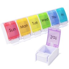 7 Day Pill Organizer, Removable Daily 7 Count Pack of 1 , D-mixed Color