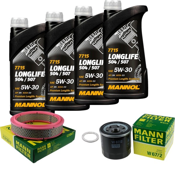 Mann Inspektionspaket 4L Mannol Longlife 504/507 5W-30 FüR Suzuki Alto 1.0 0.8-image