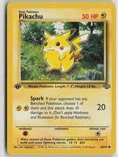 basic pikachu card 60 hp holographic Pikachu Basic Pokemon card 35/108 LV 12 60HP - good condition
