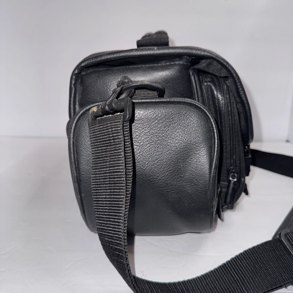 Bolsa de transporte vintage Sony preta couro sintético câmera de vídeo filmadora 13 X 8 X 7 - Imagem 4 de 4