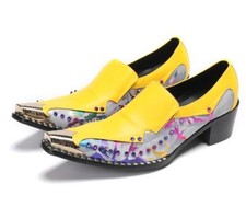 Men's Fashion British Pointy Toe Rivet Color Matching Party Loafers Dress Shoes