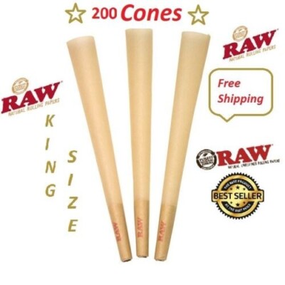 Authentic RAW Classic King Size with Filter Tip Pre Rolled Cone 200 Pack Cones