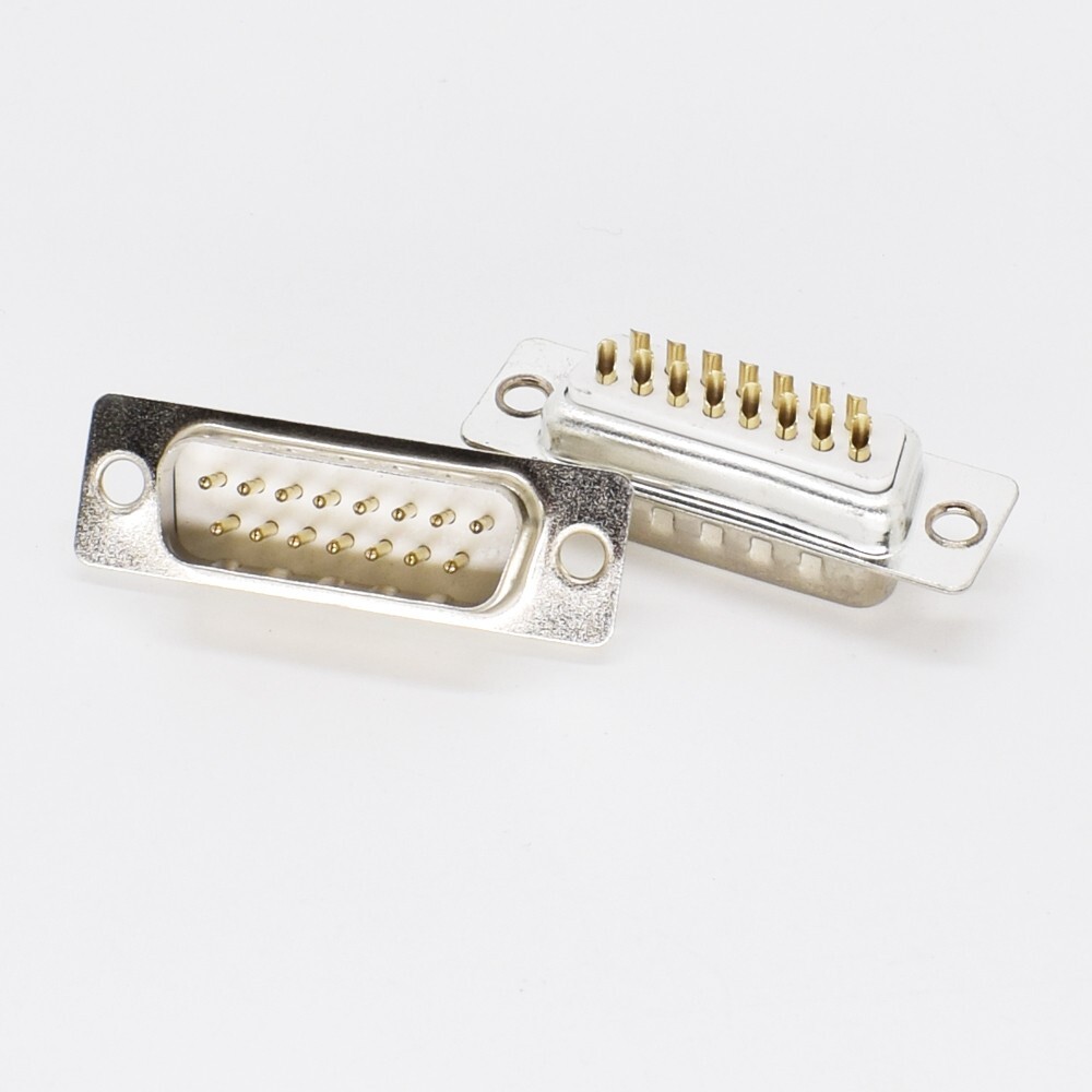 10pcs Gold Pin 15pin 2 Row D-Sub Male Socket Solder Chassis
