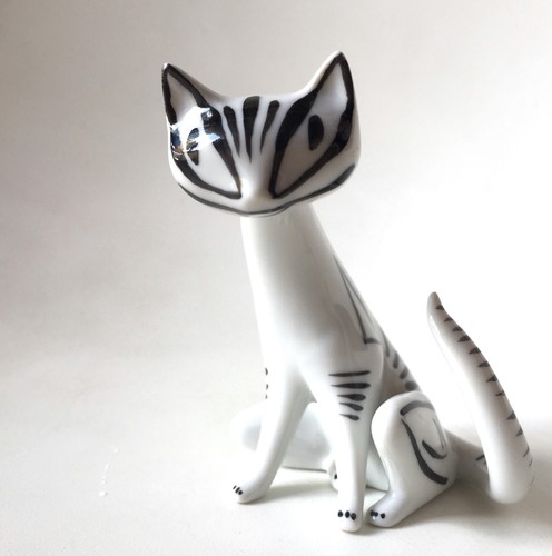 vintage Hollohaza Cat figurine Hungary 60S Rare! / Zsolnay - Picture 8 of 11