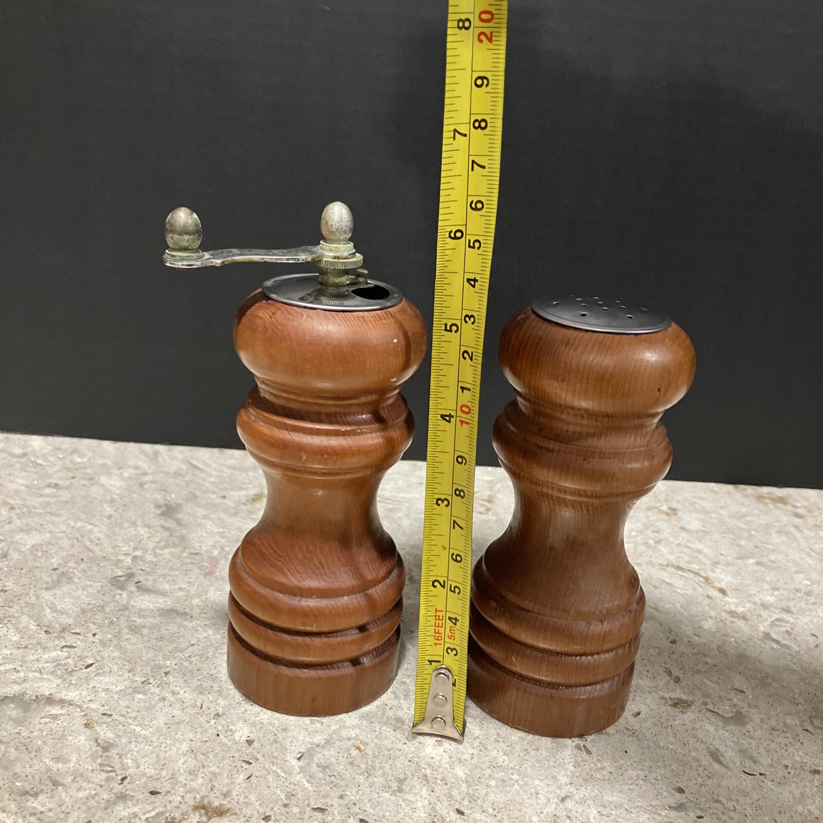 Vintage Olde Thompson Natural Wood Salt and Pepper Grinder Mill Shaker