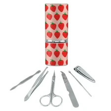 Cute Strawberry Strawberries Pattern Manicure Pedicure Grooming Travel Kit