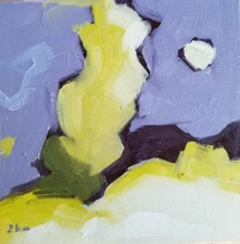 TWOBADARTISTS Unique Abstract Landscape Oil Painting Small Collectible Art 8x8