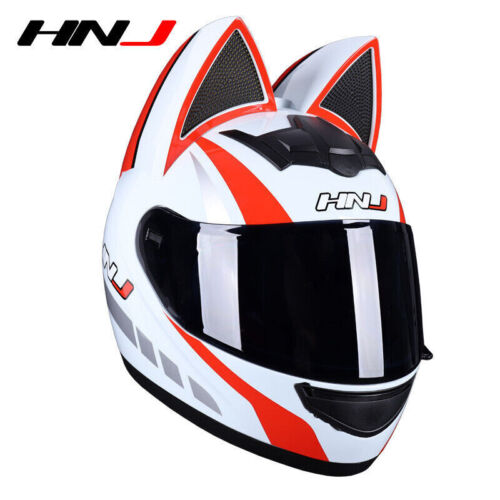 Personality Cat Ears Motorcycle Full Helmet Summer Women Racing Helmets Headgear - Picture 1 of 17