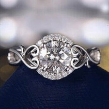 3CT Round Cut Lab-Created Diamond Engagement Wedding Ring 14K White Gold Finish