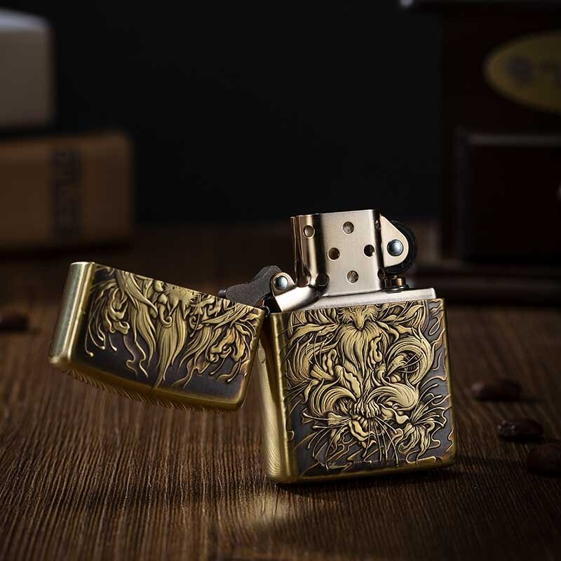 Nine-Tailed Fox Lighter 3D Relief Pure Copper Armor Zippo Limited