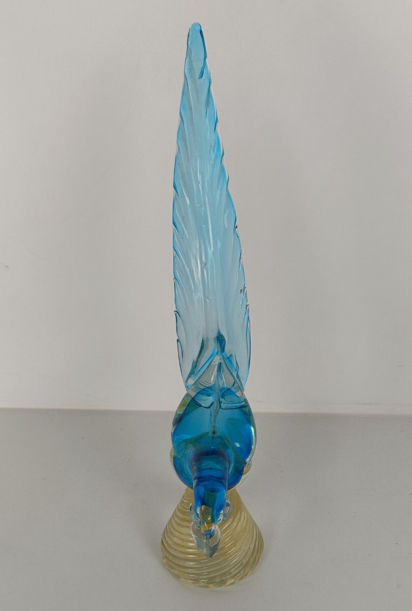 Murano Glass Bird Archimede Seguso ムラーノ Murano Archimede Seguso Exotic Bird Gold Flakes Blue HTF