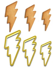 Mighty Gadget Lightning Bolt Cookie Cutter Set - 3 Sizes (4.5", 3.5", 2.5")