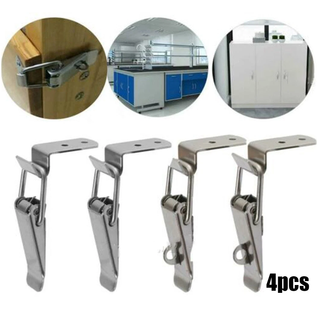 4pcs 90 Degree Stainless Steel Spring Loaded Draw Toggle Latch Clamp Clips  Set