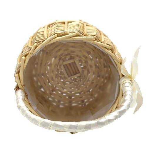 Wicker Flower Girl Basket for Wedding Handwoven Small Flower Basket with Hand... - Picture 4 of 7