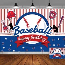 Baseball Happy Birthday Backdrop Banner Vinyl Party Decorations 5x3Ft