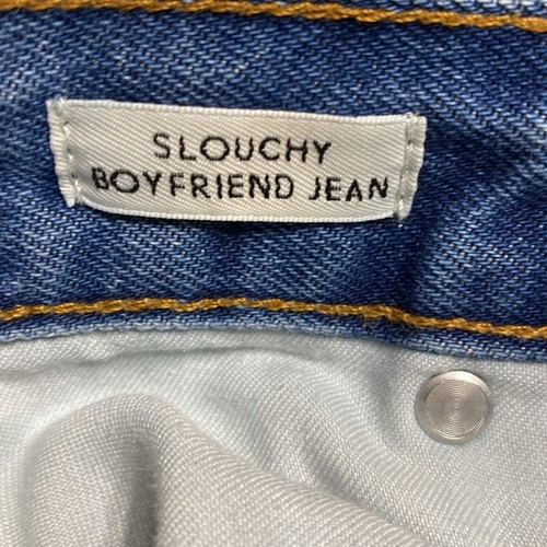 Jeans J Crew Slouchy Boyfriend In Barn Wash taglia 27 med wash orlo grezzo invecchiato - Foto 9 di 12