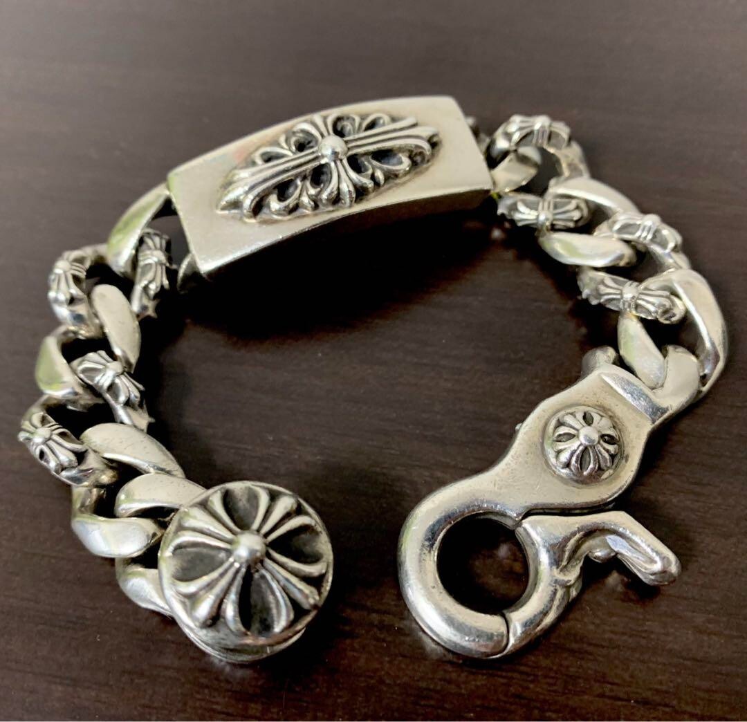 Used Chrome Hearts Rare Floral ID Bracelet Fancy x Clip From Used Chrome Hearts Rare Floral ID Bracelet Fancy x Clip From