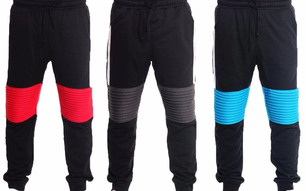Victorious Color Block French Terry Biker Jogger Pants JG735