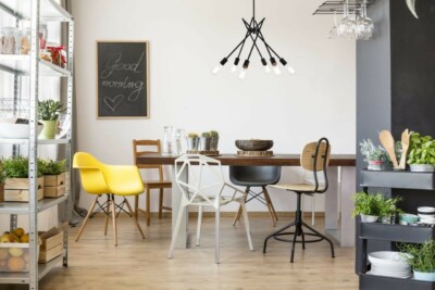 Pendant Chandelier 6 Light Modern Sputnik Black Foyer Dining Room Kitchen Island