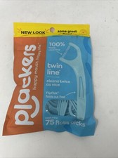 Plackers Twin-Line Dental Floss Picks Flossers Pouch, Mint, 75 Count