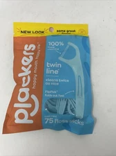 Plackers Twin-Line Dental Floss Picks Flossers Pouch, Mint, 75 Count
