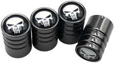 1 Set of Wheel Tire Valve Cap Stem Cover Car, Bike, Truck, SUV White Skull
