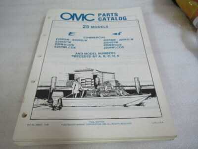 PM24 1986 OMC 25 Final Edition Commercial Parts Catalog Manual P/N
